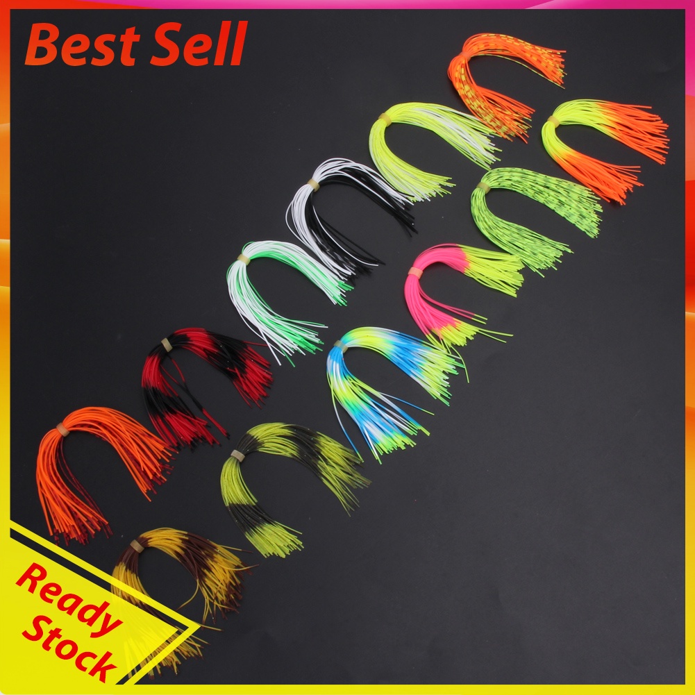 12 Bundles Silicone Legs Barred Color Flake Squid Lure Thread