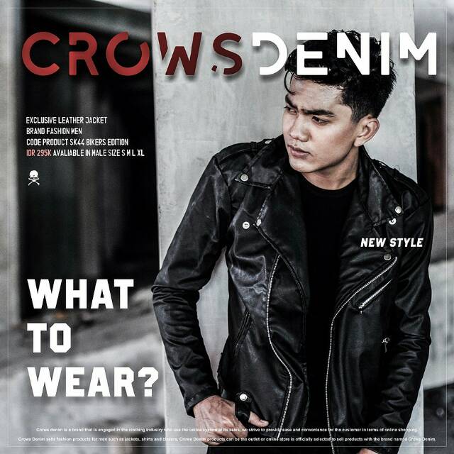 JAKET KULIT RAMONES, JAKET COWOK, JAKET PRIA, JAKET MOTOR, JAKET ORI CROWS DENIM, SK44
