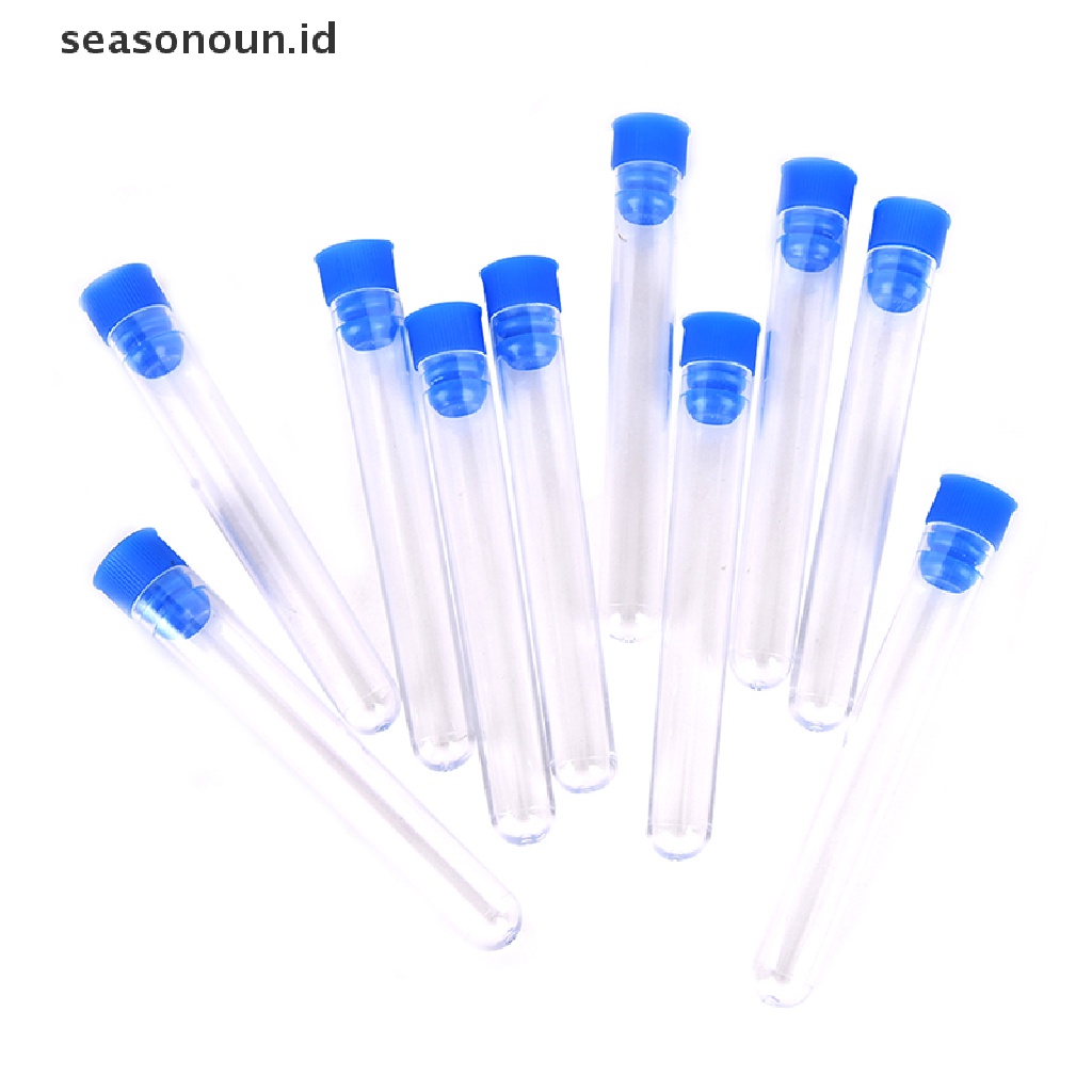 【seasonoun】 10pcs 15x100mm Clear Plastic Test Tubes Hard Plastic Test Tube With Wing Plug .