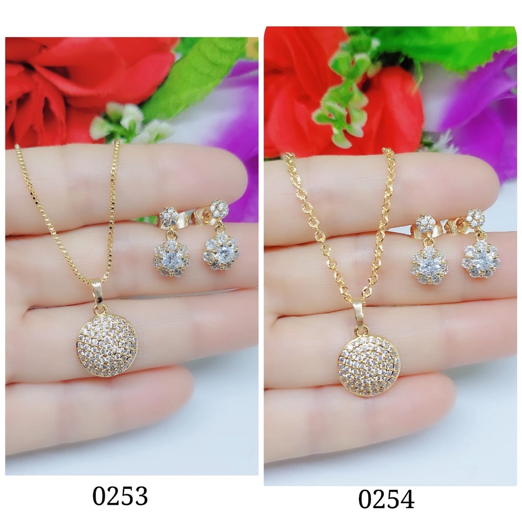 Set perhiasan kalung dan anting permata lapis emas 0253,0254