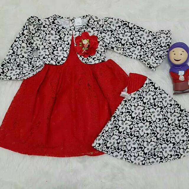 Baju Gamis Anak Bayi Bolero Bunga Set Jilbab