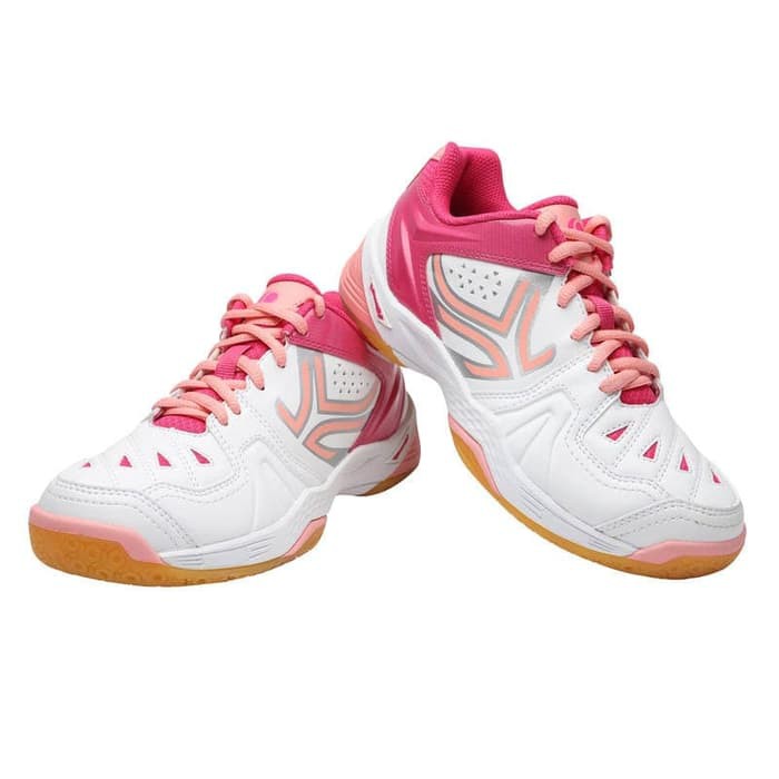 Sepatu badminton anak perempuan badminton shoes white pink artengo