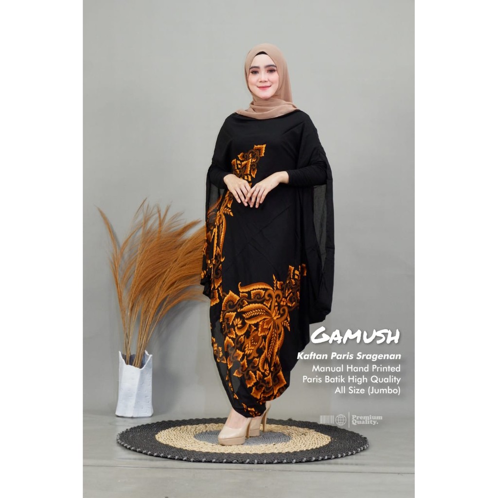 GAMUSH KAFTAN BATIK PARIS SRAGENAN KAFTAN BATIK SOLO PREMIUM TERLARIS