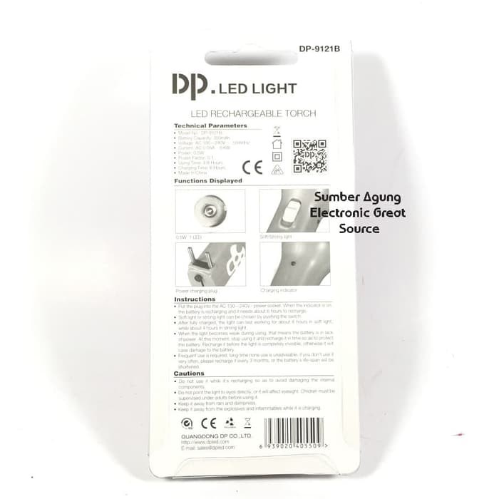 Senter Cas Kecil DP LED Berkualitas DP9121B Portable Terang 40Lumens