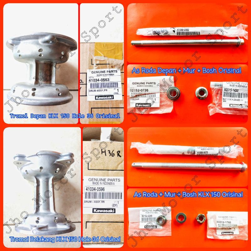 Tromol Dan As Roda Depan Belakang KLX 150 Orisinal