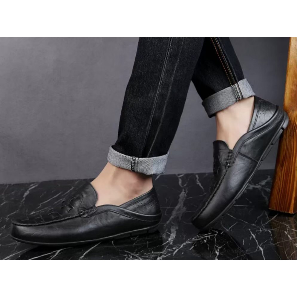 Sepatu Pria Crocodile Slip On Leather