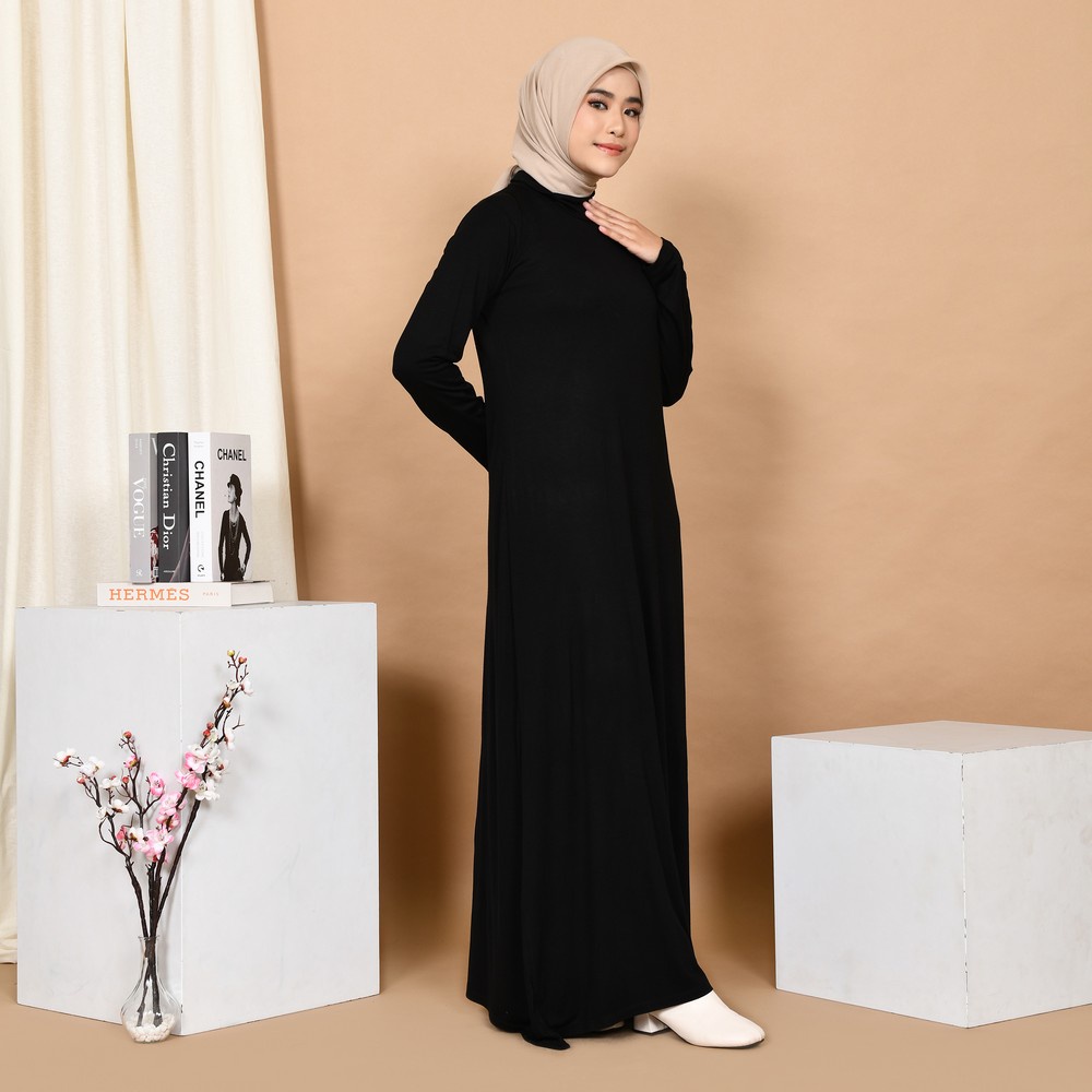 Mybamus Arisha Basic Long Dress Black M15567 R42S6 - Gamis Muslim-4