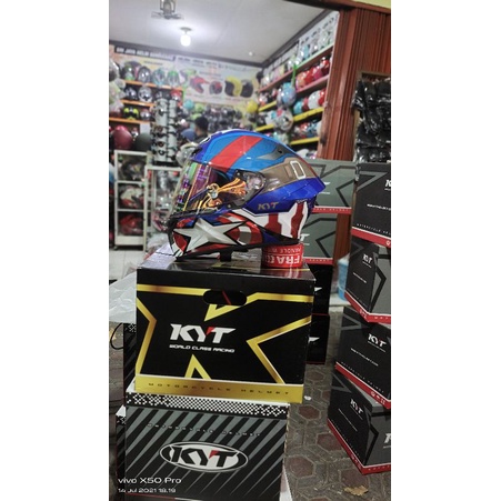 HELM KYT TT COURSE MARVEL CAPTAIN AMERICA LIMITED EDITION FREE SPOILER/PAKET GANTENG