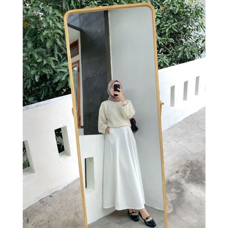 ROK A LINE SCUBA PREMIUM~ROK KERJA~ROK PANJANG~ROK LINE A BASIK SKIRT