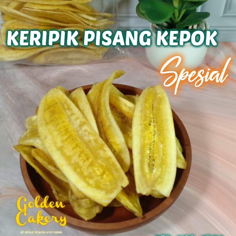 

Keripik Pisang Kepok Asli ASIN Gurih Original - Golden Cakery