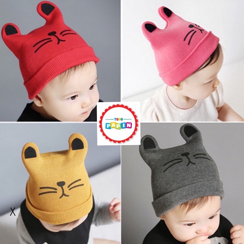 Cat Hat Topi Kupluk Kucing Lucu Anak Bayi Bahan Rajut Kupluk anak motif