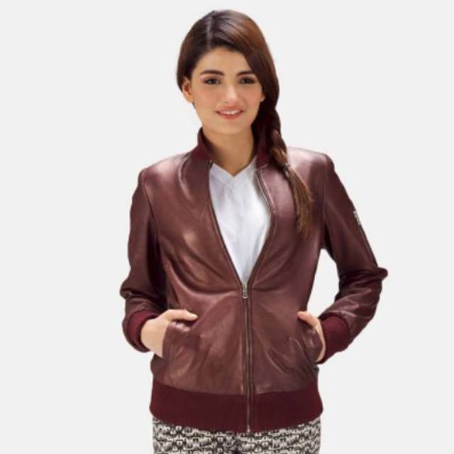 Jaket Kulit Asli Garut Bomber Wanita