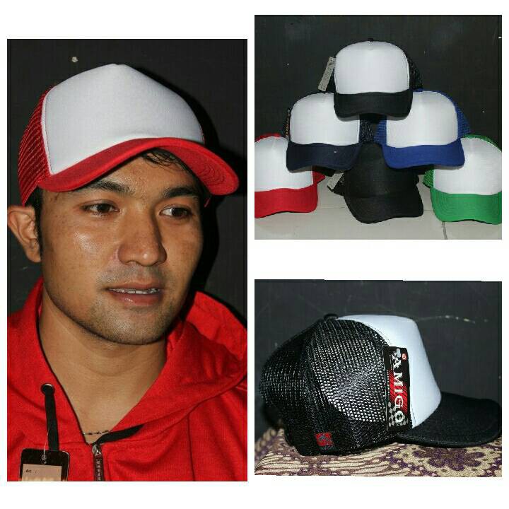 topi buttom jaring polos bisa disablon sesuai pilihan