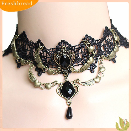 [TERLARIS]Women's Vintage Gothic Steampunk Choker Lace Heart Wing Teardrop Collar Necklace