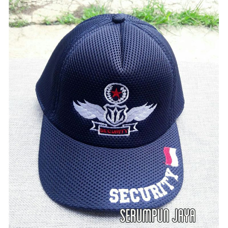TOPI SECURITY NAVY WINGS PUTIH - TOPI SECURITY WINGS PUTIH JARING DOUBLE MESH NAVY