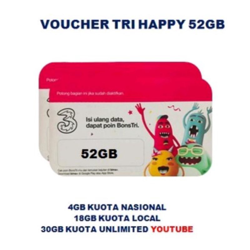 VOCHER TRI HAPPY 52 GB