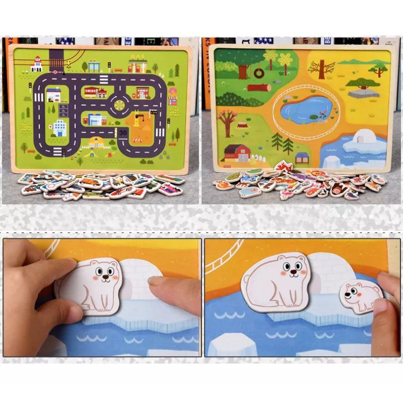 Puzzle Magnet Besar Premium Wooden Puzzle Anak Puzzle Kayu Mainan kayu Wooden Toys  189-8