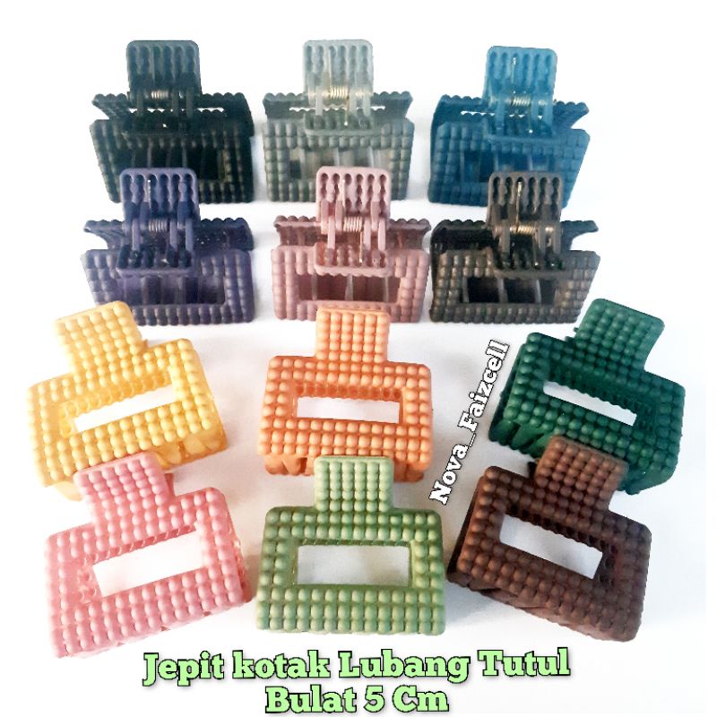 Jepit rambut Lubang Kotak Tul-Tul Bulat 5cm doff Dewasa / Remaja