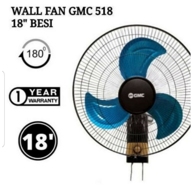 GMC Wall Fan 18 Inch Tornado BM 518 / BM 519 Kipas Angin Dinding Baling baling Besi