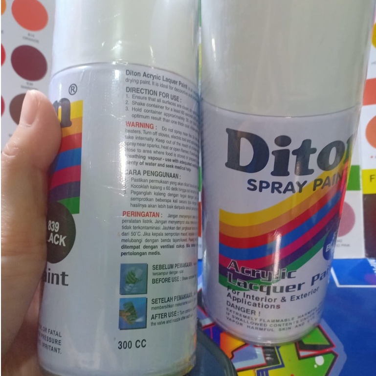 MUTIARA COLOURS DITON Spray Paint Acrylic Lacquer Paint 300cc Pilox Pilok Cat Semprot Warna Pearl / Mutiara 300ml (Grey, Biru, Kuning, Putih Pearl White, Pink, Ungu, Hijau, Putih dan Clear)