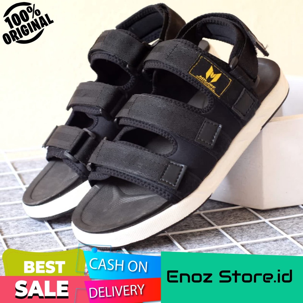 Enoz x Mount - Sandal Slop Gunung Casual Original Pria - Sendal Selop Flat Distro Handmade Kasual Cowok Laki Keren Modis Jalan Santai Bahan Kuat Aman Nyaman