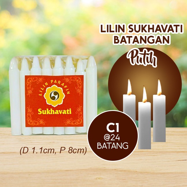 Lilin Batang Sembahyang Sukhavati C1 Putih