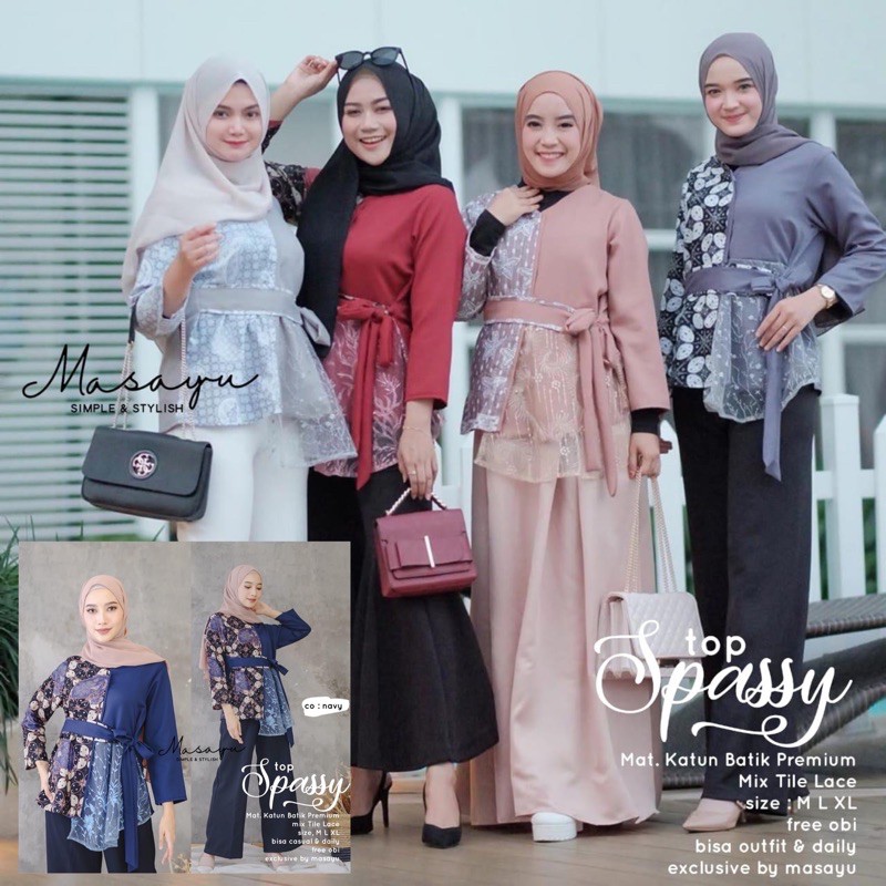 Top Spassy Batik Tille Baju Kondangan Atasan Kerja Blouse Modern Kebaya Blus Muslim Masayu Vallen