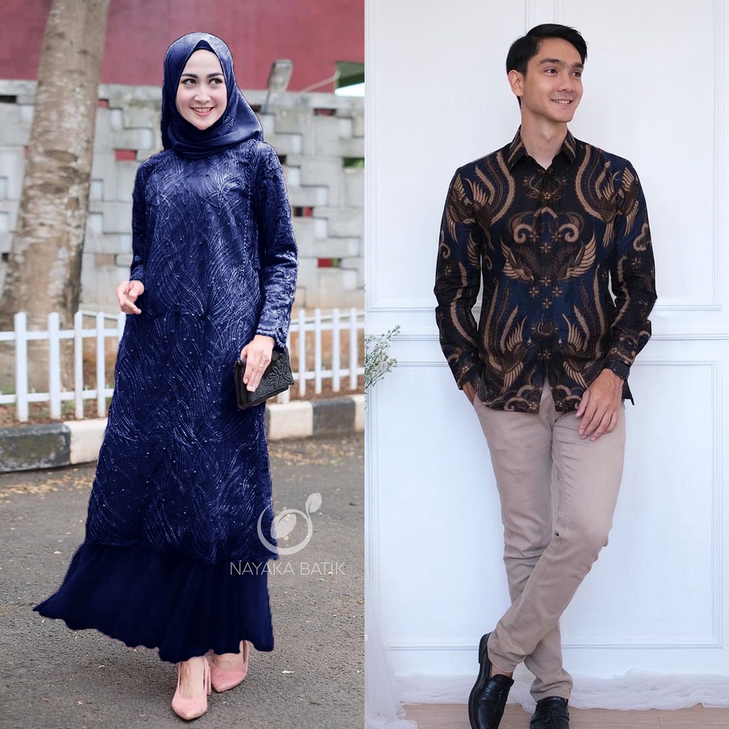 Couple Maxi Dress Arsya - Gamis Couple Kondangan - Dress Couple Brokat - Couple Gamis Muslim Spesial Lebaran - Maxi Couple Murah