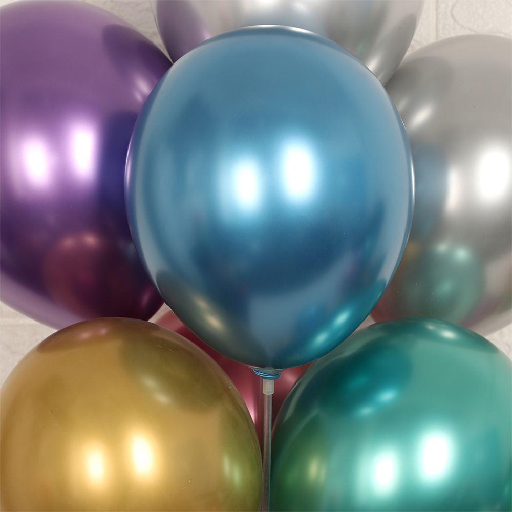 Solighter 10/20pcs 10 &quot;Balon Latex Anak-Anak Mendukung Metalik DIY Hadiah Perlengkapan Pesta Tebal Chrome