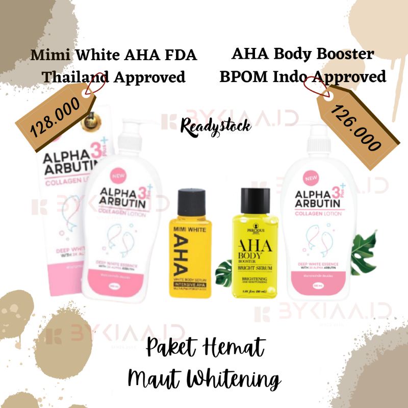Alpha Arbutin 3+ Lotion 500ml mix MimiWhite AHA Body Booster Precious Skin BPOM | Paket Hemat Whiten