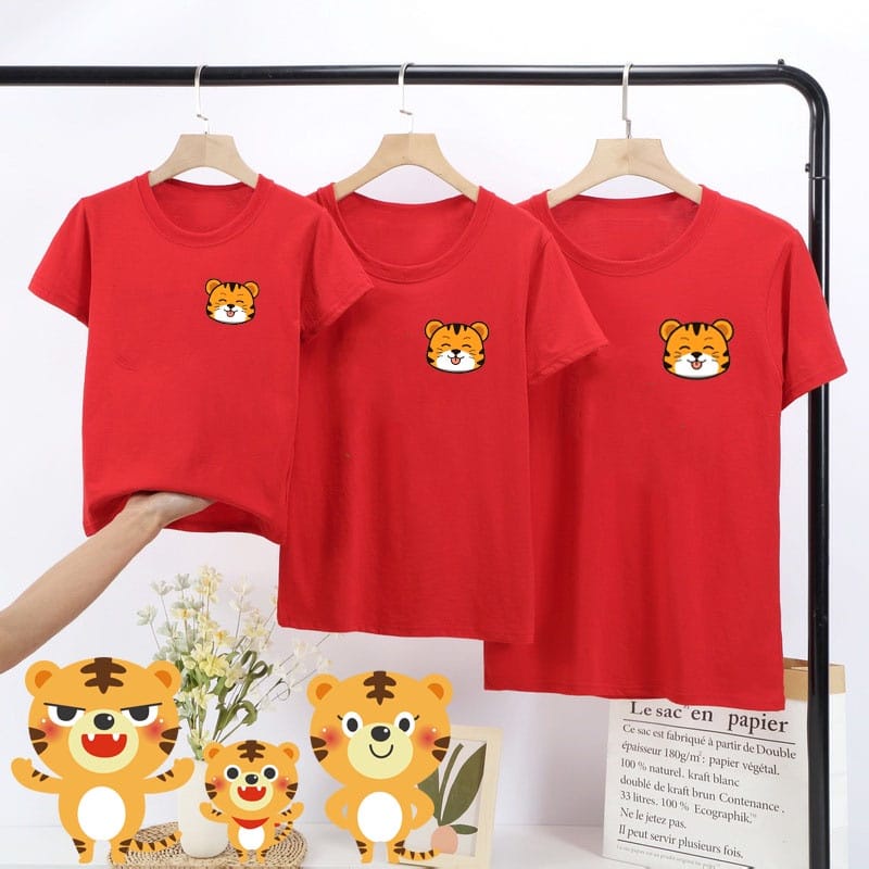 MYSTIQUE.ID-BAJU KAOS FAMILY SINCIA TAHUNBARU CHINA 2022 SHIO MACAN T-SHIRT LUCU DAN AESTHETIC