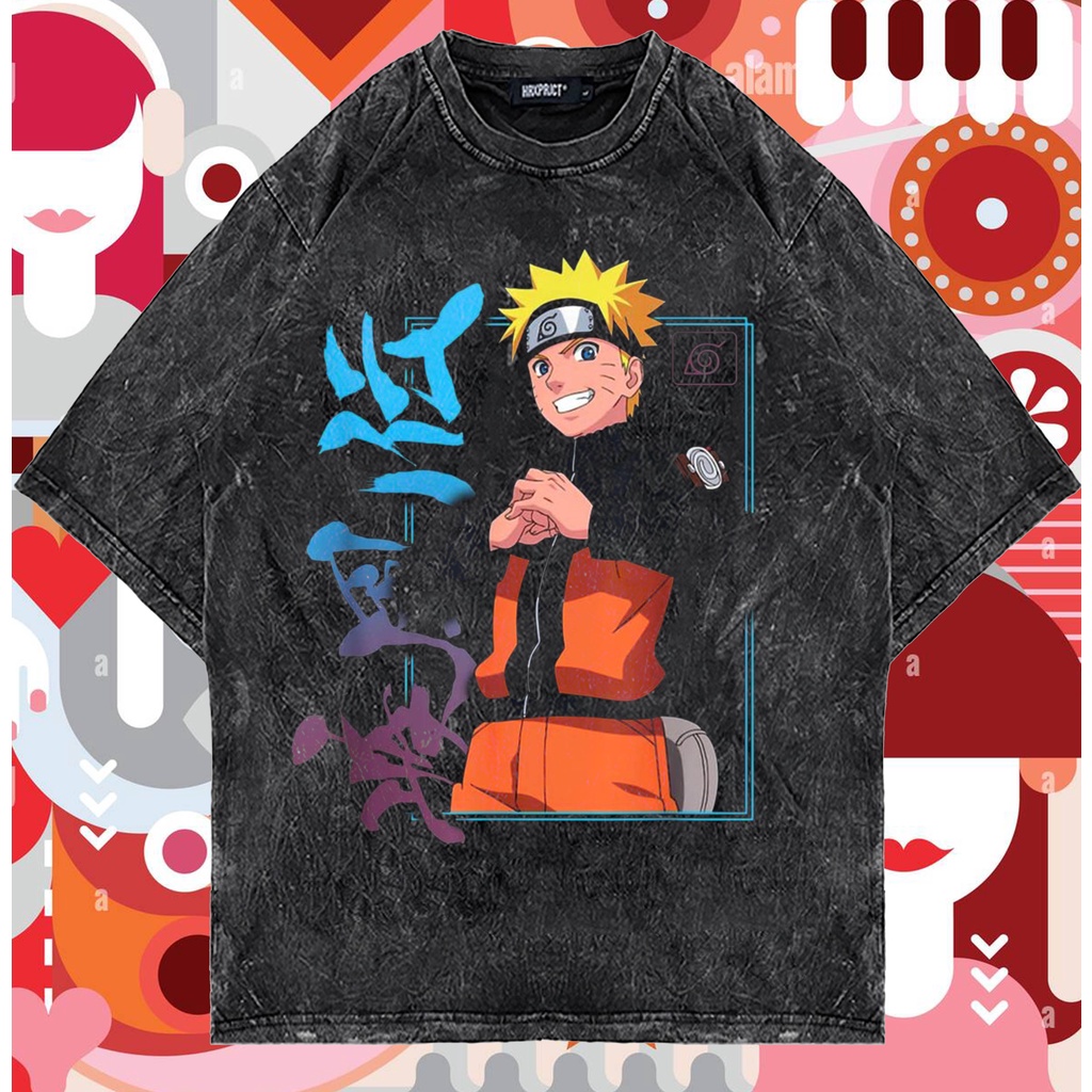 OVERSIZE NARUTO UZUMAKI ANIME VINTAGE WASHED TEE