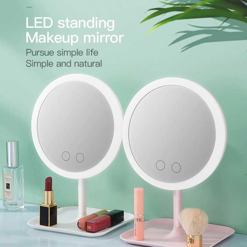 Cermin Makeup Lampu LED Ring Light Mirror Portable Kaca Perlengkapan Make Up Organizer Ringlight