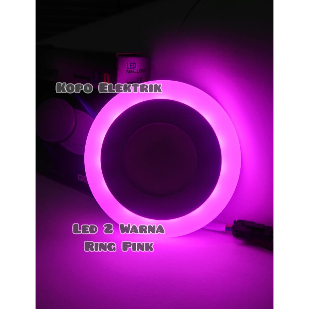 Lampu Downlight LED panel Putih Ring Pink 3+3 watt