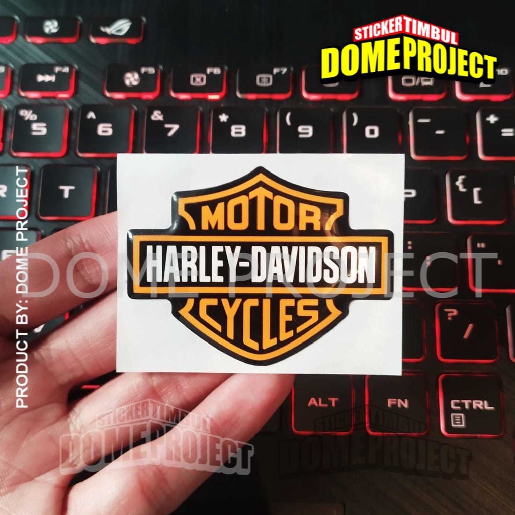 STIKER MOTOR TIMBUL LOGO MOTOR HARLEY DAVIDSON TIMBUL 3D RESIN LENTUR KEREN AESTHETIC WATERPROOF