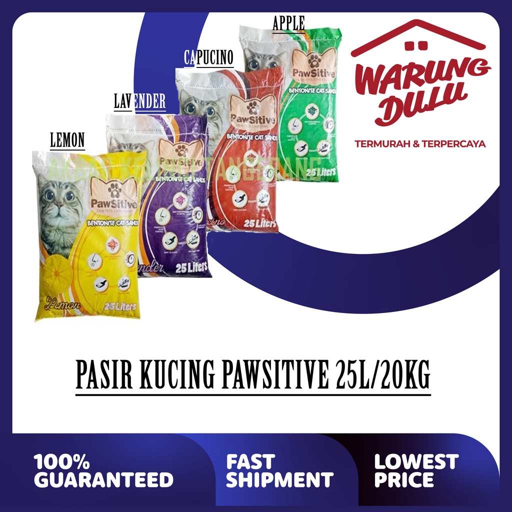 Pasir Kucing PAWSITIVE 25L/20Kg - APEL  (GRAB/GOSEND)