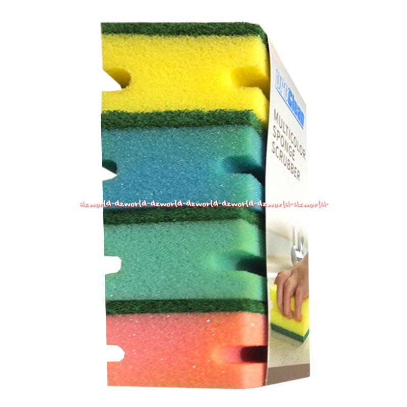 Proclean Multicolor Sponge Scrubber 4pcs Spon Serba Guna Spon Pembersih Peralatan Makan Cuci Piring Kompor Perabot Berwarna Warna Warni