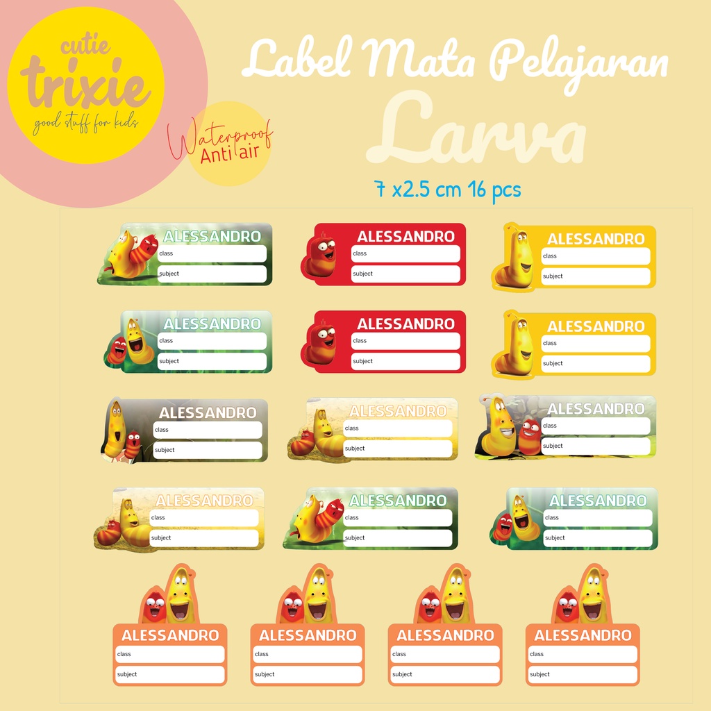 

STICKER LABEL BUKU MATA PELAJARAN / MAPEL ANAK LARVA