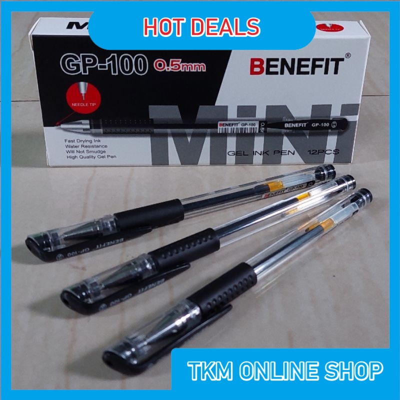 

Bulpen / Pen Benefit Gel GP-100 0.5mm Tinta Hitam Mantap