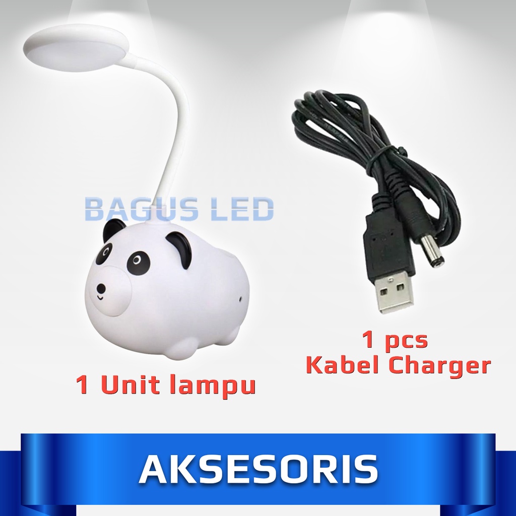 Lampu Belajar LED Meja Baca Fleksibel Lipat USB Karakter Panda