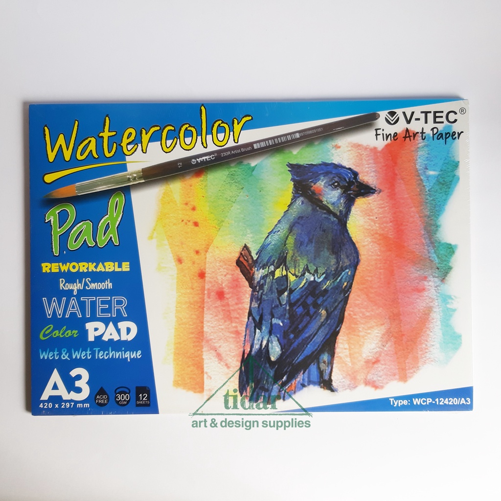

V-Tec Watercolour Pad A3 300 gsm - Buku Gambar Cat Air - Watercolor