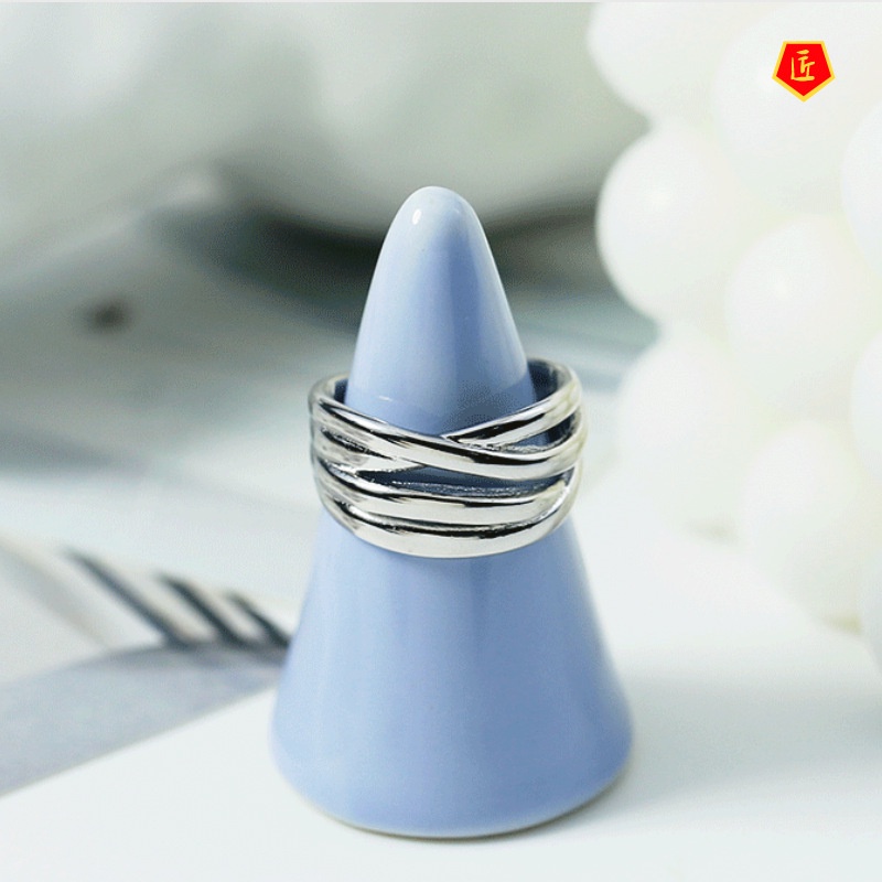 [Ready Stock]S925 Silver Ins Stylish Simple Personality Open Ring for Women