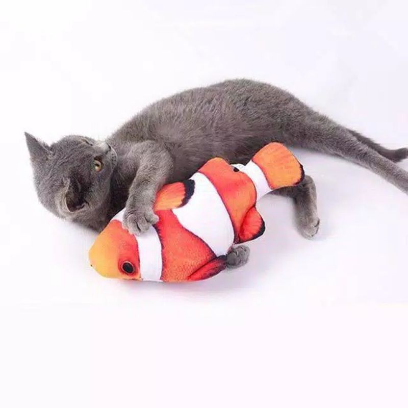 Mainan Kucing Anjing Catnip mint Boneka Ikan Lucu Size M 30cm With Dengan Zipper Medium Cat Nip