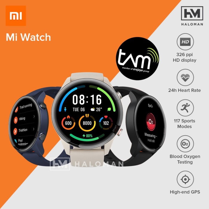 Xiaomi Mi watch Amoled Screen + Sp02 Garansi Resmi - Putih