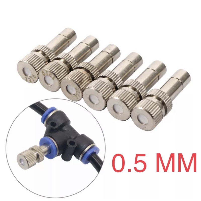Mist Nozzle 0.5mm Sprayer Kabut Embun 0.5 mm Misting Slip Lock 6mm Fogger Head Anti Drip Low Pressur