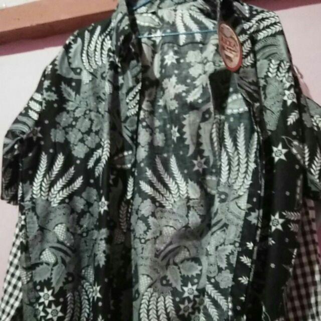 Penyu Batik Hrb026 Kenongo Kemeja Hem Pendek Padi Pekalongan M L Xl Murah Keren Bati Pria Wajik Biru