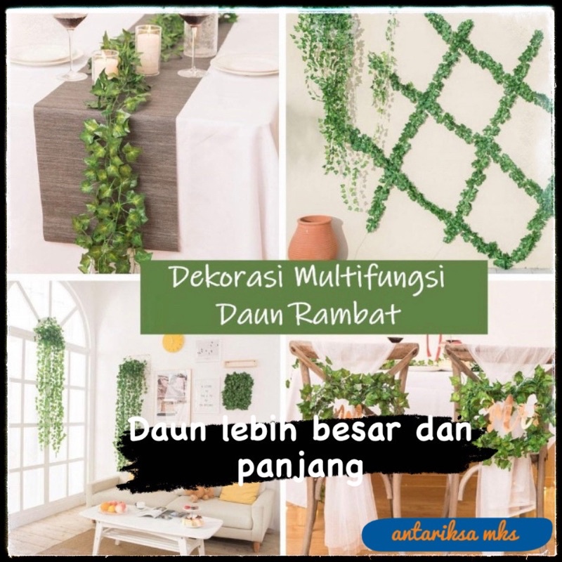 Daun Rambat Palsu Artificial 225cm Plastik Sulur Daun Imitasi Daun Hias Tanaman Gantung Hijang Sintetis Panjang 250 Cm Dekorasi Ruangan Rumah Kamar Kantor Murah