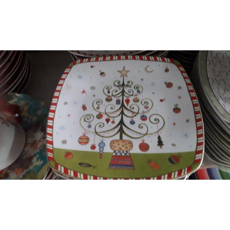 Piring Keramik Natal Christmas SANGO Pohon Natal Anak Lucu Animasi