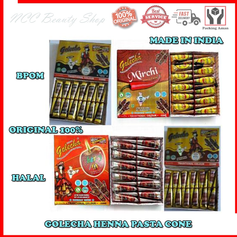 [HALAL] [BPOM] * NCC * Golecha Henna Pasta Cone Magic Heena Paste Made In India - Netto