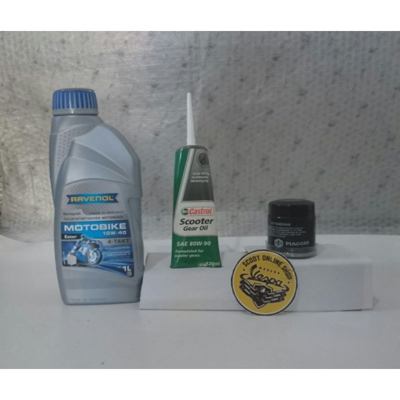 Paket Oli Mesin Vespa LX S 2V (Oli Mesin & Oli Gardan & Filter Oli)